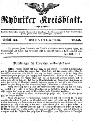 Rybniker Kreisblatt vom 03.12.1842