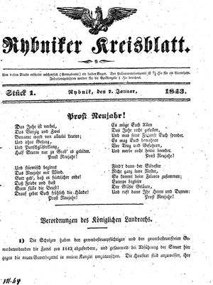 Rybniker Kreisblatt vom 07.01.1843