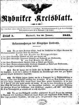 Rybniker Kreisblatt on Jan 29, 1843