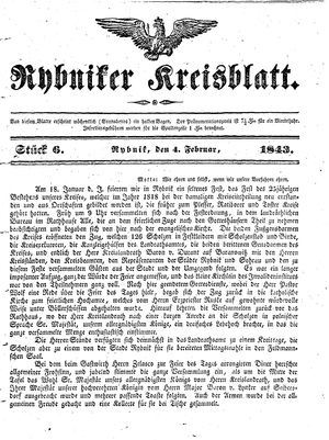 Rybniker Kreisblatt vom 04.02.1843