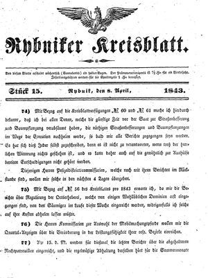 Rybniker Kreisblatt vom 08.04.1843