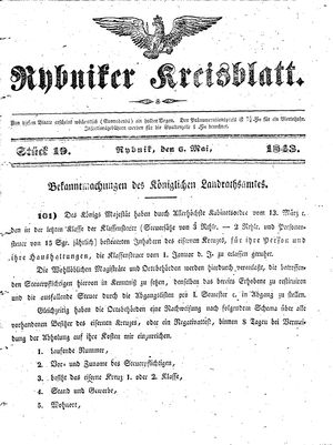 Rybniker Kreisblatt vom 06.05.1843