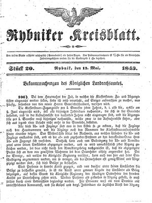 Rybniker Kreisblatt vom 13.05.1843