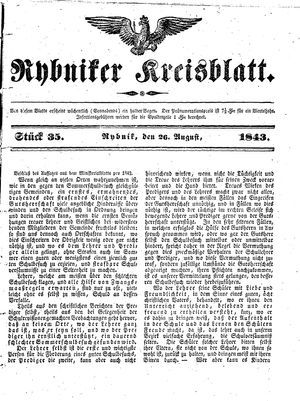Rybniker Kreisblatt vom 26.08.1843