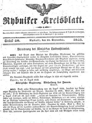 Rybniker Kreisblatt vom 30.09.1843