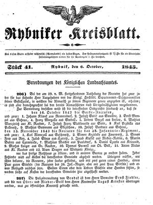 Rybniker Kreisblatt on Oct 6, 1843