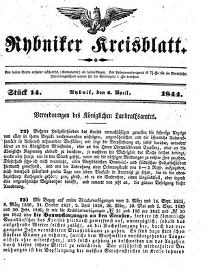 Rybniker Kreisblatt on Apr 6, 1844