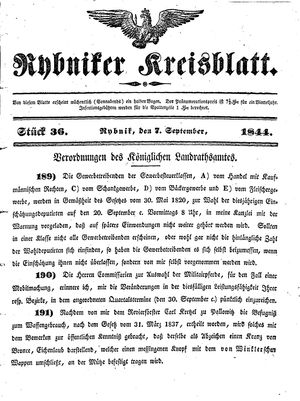 Rybniker Kreisblatt on Sep 7, 1844