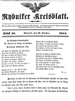 Rybniker Kreisblatt vom 19.10.1844