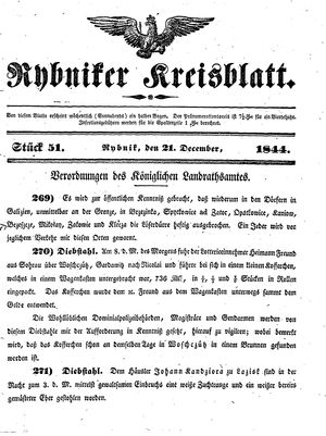 Rybniker Kreisblatt vom 21.12.1844
