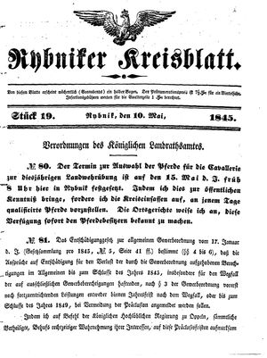 Rybniker Kreisblatt vom 10.05.1845