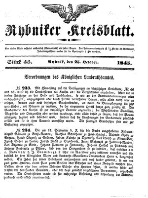 Rybniker Kreisblatt vom 25.10.1845