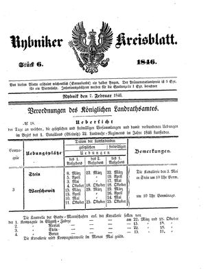 Rybniker Kreisblatt vom 07.02.1846