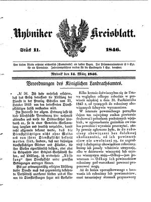 Rybniker Kreisblatt vom 14.03.1846
