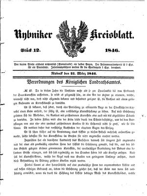 Rybniker Kreisblatt vom 21.03.1846