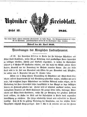 Rybniker Kreisblatt vom 25.04.1846