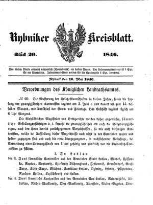 Rybniker Kreisblatt vom 16.05.1846
