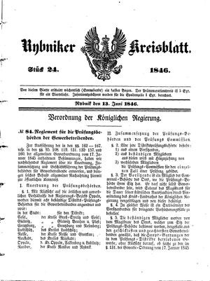 Rybniker Kreisblatt vom 13.06.1846
