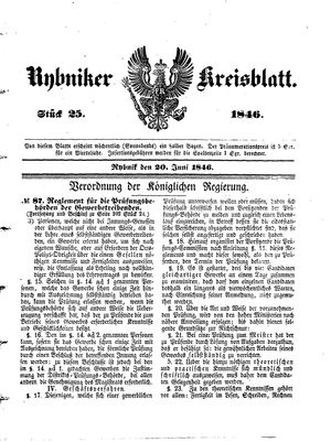 Rybniker Kreisblatt vom 20.06.1846