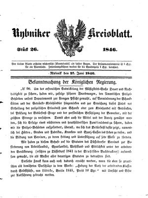 Rybniker Kreisblatt vom 27.06.1846