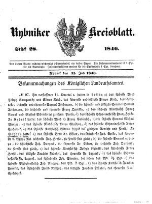 Rybniker Kreisblatt vom 11.07.1846