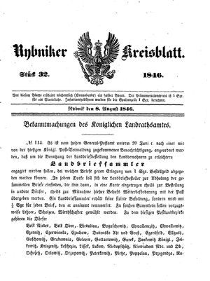 Rybniker Kreisblatt vom 08.08.1846
