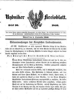 Rybniker Kreisblatt vom 05.09.1846