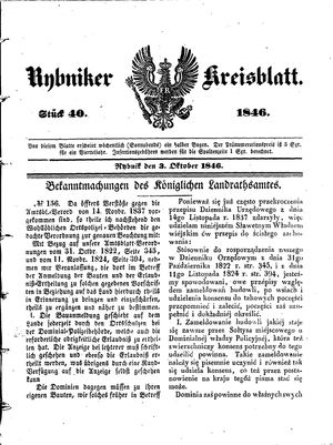 Rybniker Kreisblatt vom 03.10.1846