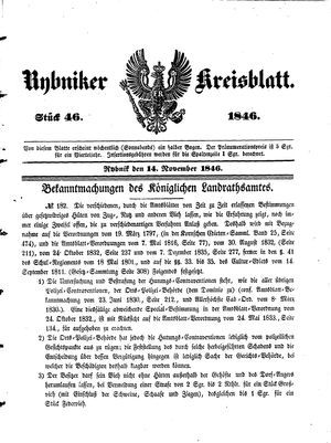 Rybniker Kreisblatt vom 14.11.1846