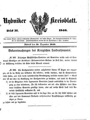 Rybniker Kreisblatt vom 19.12.1846