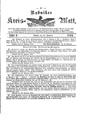 Rybniker Kreisblatt vom 31.01.1914