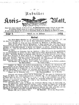 Rybniker Kreisblatt vom 14.02.1914