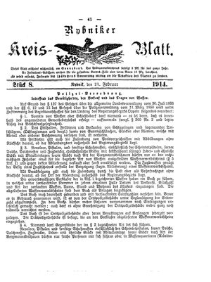 Rybniker Kreisblatt on Feb 21, 1914
