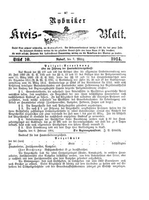 Rybniker Kreisblatt vom 07.03.1914