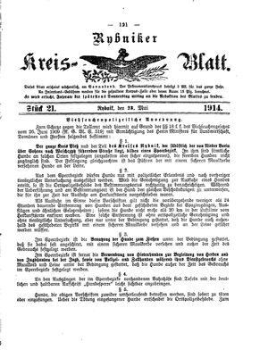 Rybniker Kreisblatt vom 23.05.1914