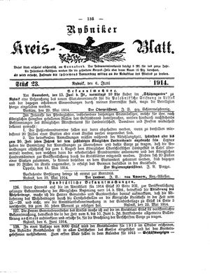 Rybniker Kreisblatt vom 06.06.1914