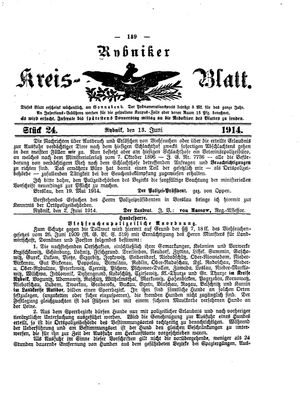 Rybniker Kreisblatt vom 13.06.1914