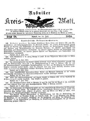 Rybniker Kreisblatt vom 11.07.1914