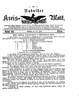 Rybniker Kreisblatt vom 25.07.1914