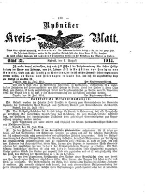 Rybniker Kreisblatt vom 01.08.1914