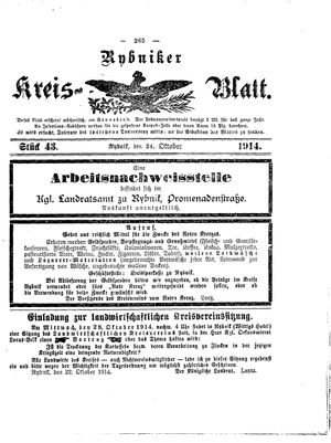 Rybniker Kreisblatt vom 24.10.1914