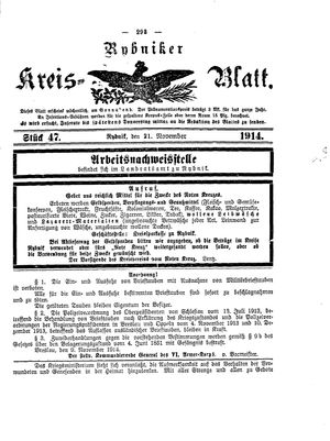 Rybniker Kreisblatt vom 21.11.1914