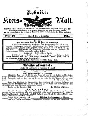Rybniker Kreisblatt vom 05.12.1914