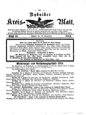 Rybniker Kreisblatt vom 19.12.1914