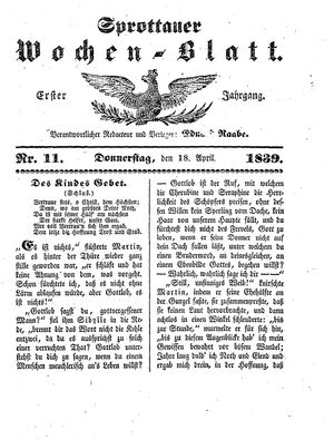 Sprottauer Wochenblatt vom 18.04.1839