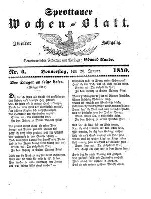 Sprottauer Wochenblatt vom 23.01.1840