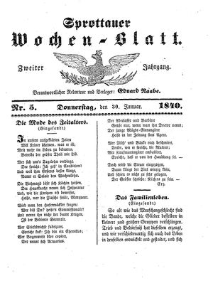 Sprottauer Wochenblatt vom 30.01.1840