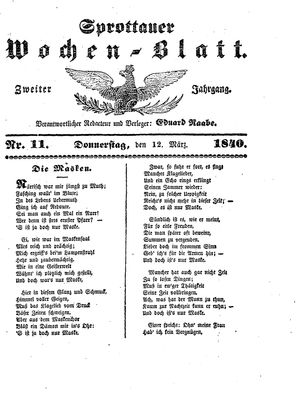 Sprottauer Wochenblatt on Mar 12, 1840