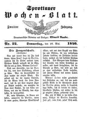 Sprottauer Wochenblatt vom 28.05.1840