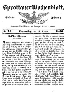 Sprottauer Wochenblatt vom 20.02.1845